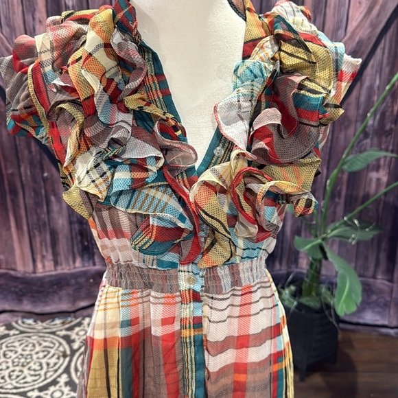 Multicolor Ruffled Plaid tunic - Picture 2 of 4